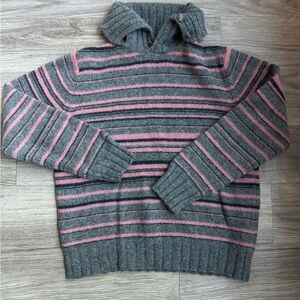 United Colors Of Benetton Gray and Pink Striped Turtleneck Sweater